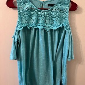 Signature Studio Teal Lace Detail Women's Top